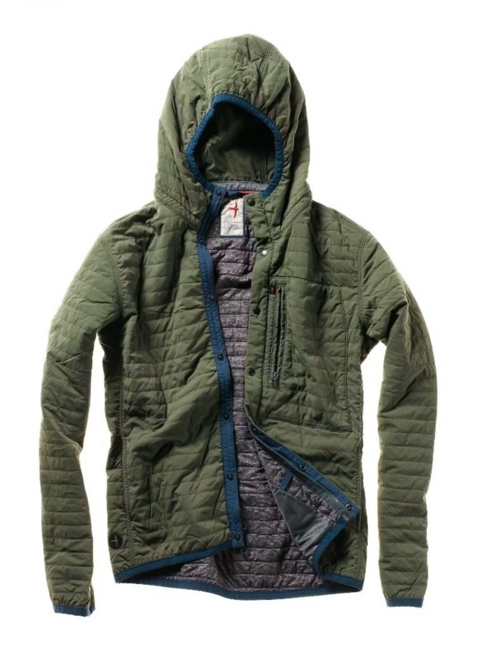 Relwen Men's Windzip Utility Green Hooded Jacket - men’s size L